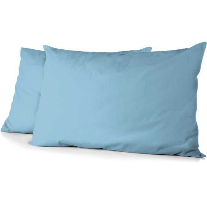Set of 2 pillowcases - HOME LINGE PASSION - HP72089 - 82 g Microfiber - 50 x 70 cm - Sky blue