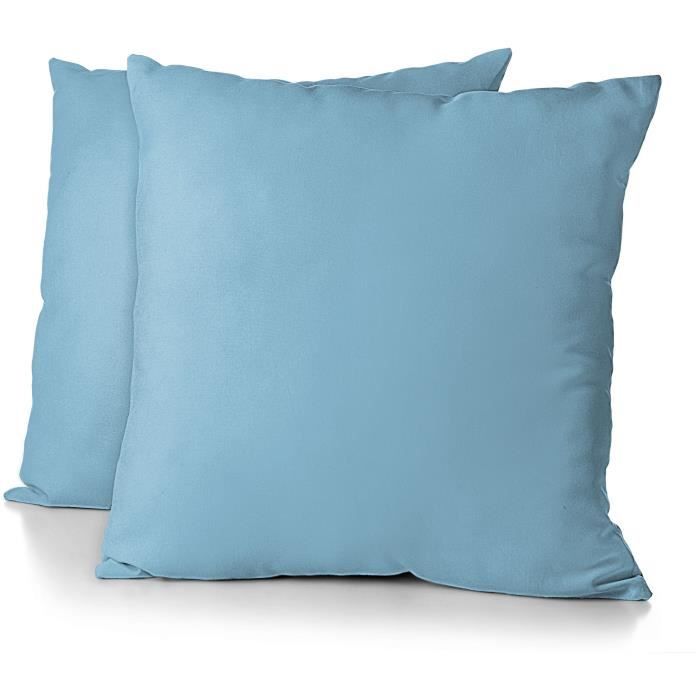 Set of 2 pillowcases - HOME LINGE PASSION - HP72090 - 82 g Microfiber - 63 x 63 cm - Sky blue