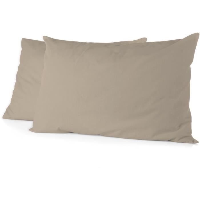 Set of 2 pillowcases - HOME LINGE PASSION - HP72091 - Microfiber 82 g - 50 x 70 cm - Beige