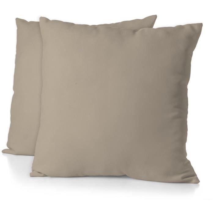 Set of 2 pillowcases - HOME LINGE PASSION - HP72092 - 82 g Microfiber - 63 x 63 cm - Beige