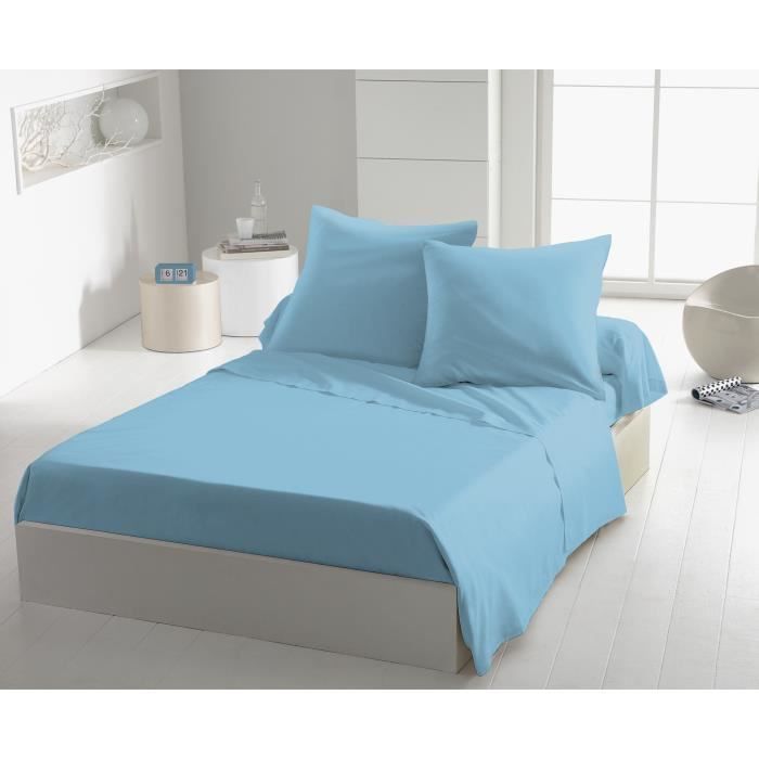 Flat sheet - HOME LINGE PASSION - HP72102 - 82 g Microfiber - 180 x 290 cm - Sky blue