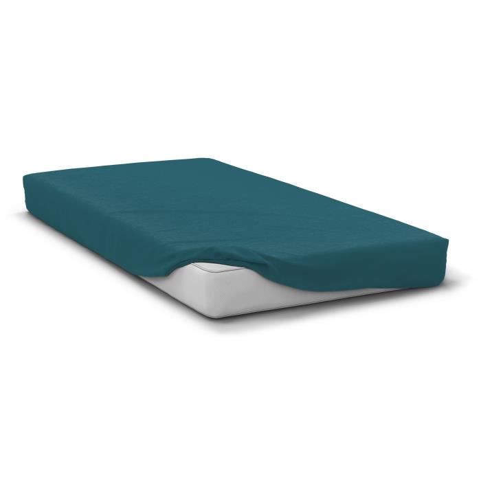 Fitted sheet - HOME LINGE PASSION - HP72118 - 82 g Microfiber - 160 x 200 cm - 30 cm pocket - Duck blue