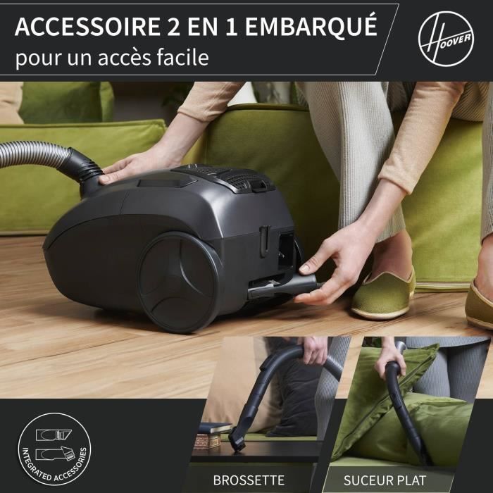 HOOVER HE1 - Compact and Powerful Bagged Cylinder Vacuum Cleaner - Large 2.5L Capacity - High Performance on Hard Floors and Carpets