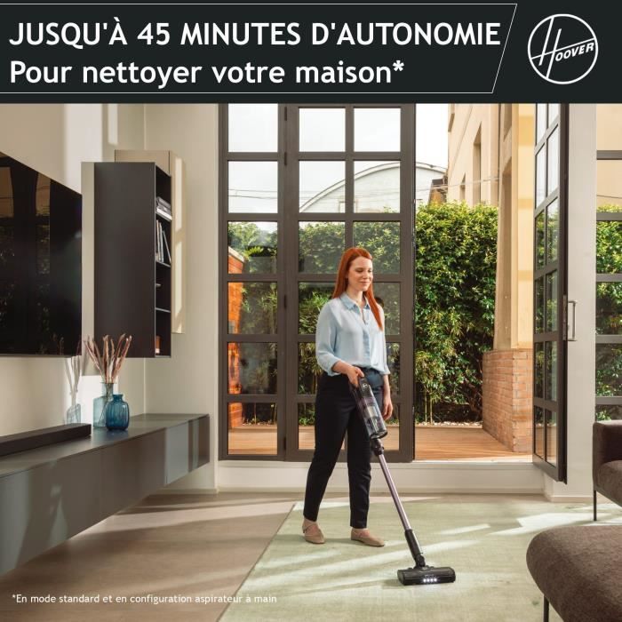 Cordless Stick Vacuum Cleaner - HOOVER HF1P10H - 40 AW - LED Screen - Black / Pastel Purple