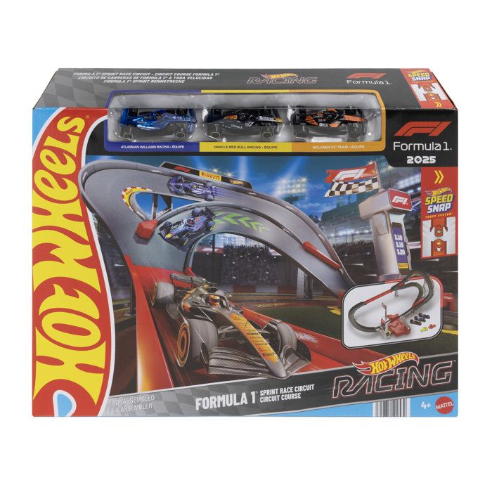 Track Set - HOT WHEELS - F1 Race Track - Includes 3 1/64-scale cars - Endless and Race modes - Ages 5 and up