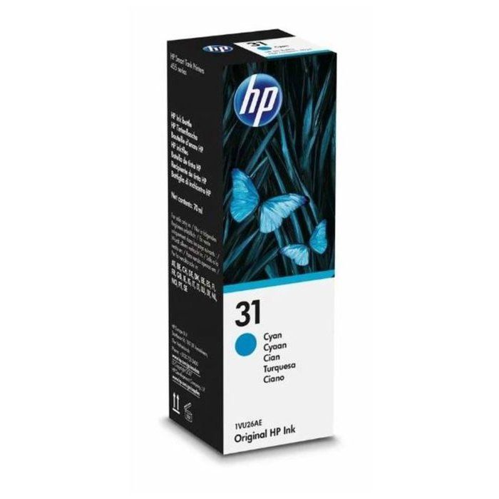 HP 31 70 mL Genuine Cyan Ink Bottle (1VU26AE) for HP Smart Tank 455/457/513/Plus 555/Plus 559/Plus 570/Plus 655