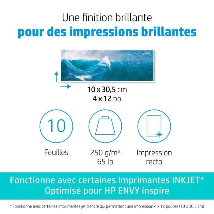 HP - HP Advanced Glossy Photo Paper - 250 g/m2, 4 x 12 inches (101 x 305 mm) - 10 sheets