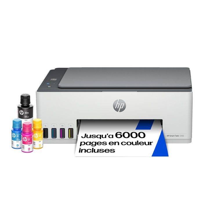 All-in-one printer - HP - Smart Tank 5105 - USB 2.0, Wi-Fi(n), Bluetooth - Color - Inkjet - Rechargeable