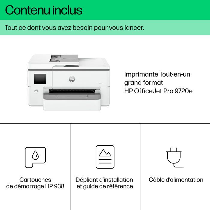 HP OfficeJet Pro 9720e A3 All-in-One Duplex Printer, 3 months Instant Ink included with HP+