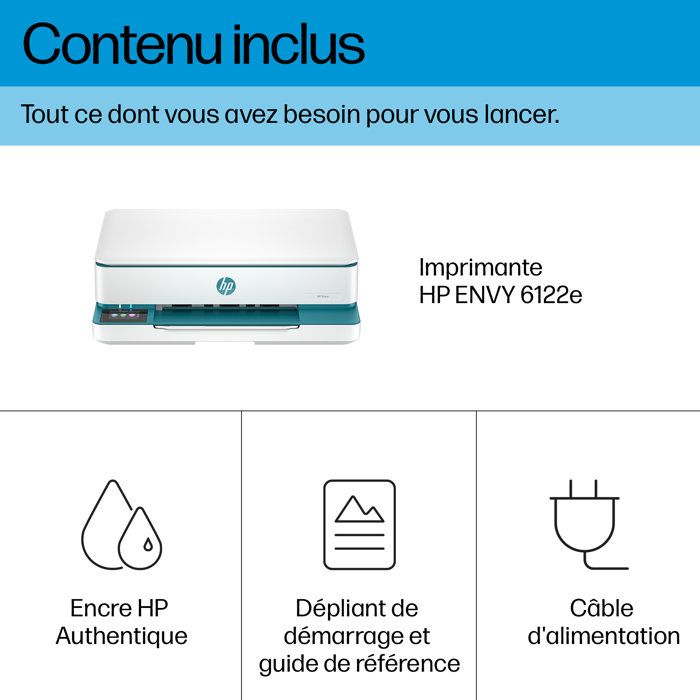 HP Envy 6122e Color Inkjet All-in-One Printer - Copy Scan - 3 months of Instant ink included with HP+