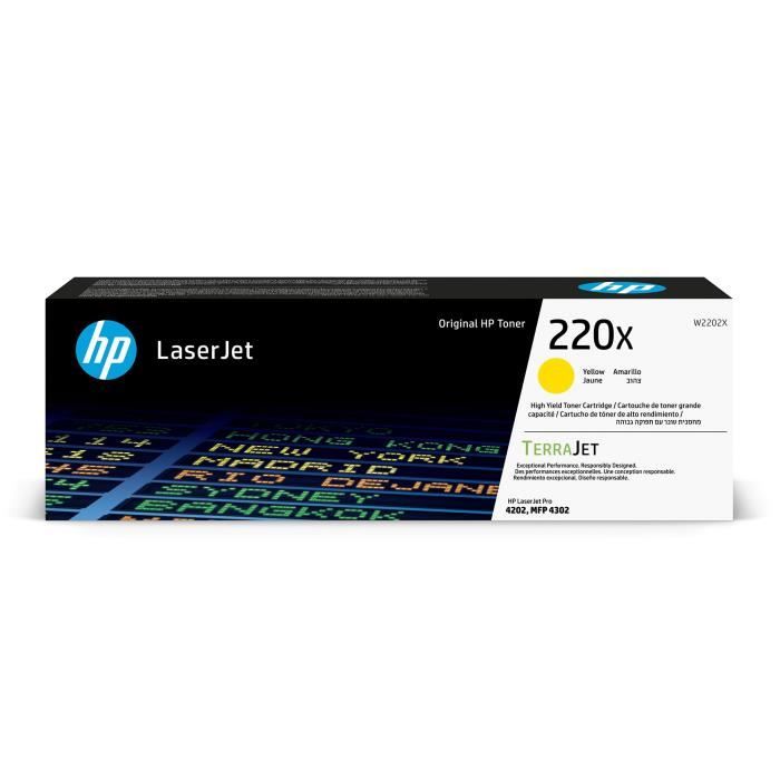 Original HP 220X Yellow High Yield Toner Cartridge (W2202X) for HP LaserJet Pro 4202 / 4302