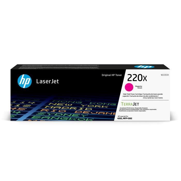 Original HP 220X Magenta High Yield Toner Cartridge (W2203X) for HP LaserJet Pro 4202 / 4302