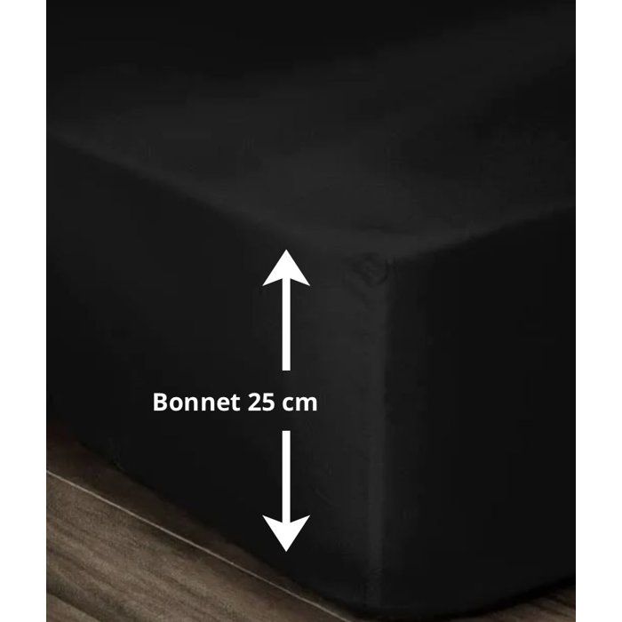 LOVELY HOME Fitted sheet 100% cotton 140x190x25 cm - Black