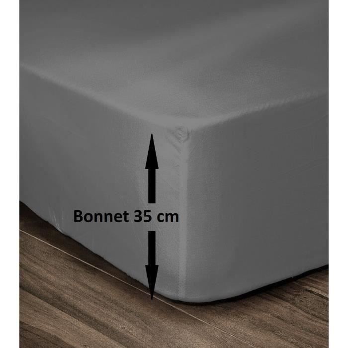 Lovely Home Drap 100% cotton cover 140x190cm - Bonnet 35cm - Dark gray