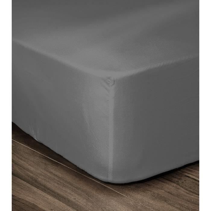 Lovely Home Drap 100% cotton cover 160x200cm - Bonnet 35cm - Dark gray