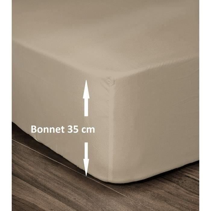 Lovely Home Drap 100% cotton cover 160x200cm - Bonnet 35cm - Beige