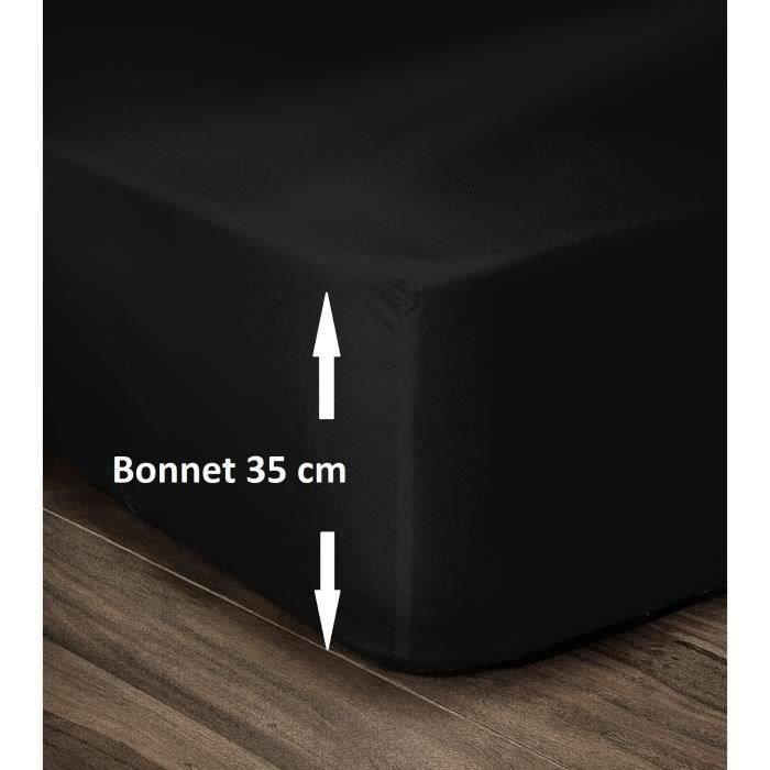 Lovely Home Drap 100% cotton cover 160x200cm - Bonnet 35cm - Black