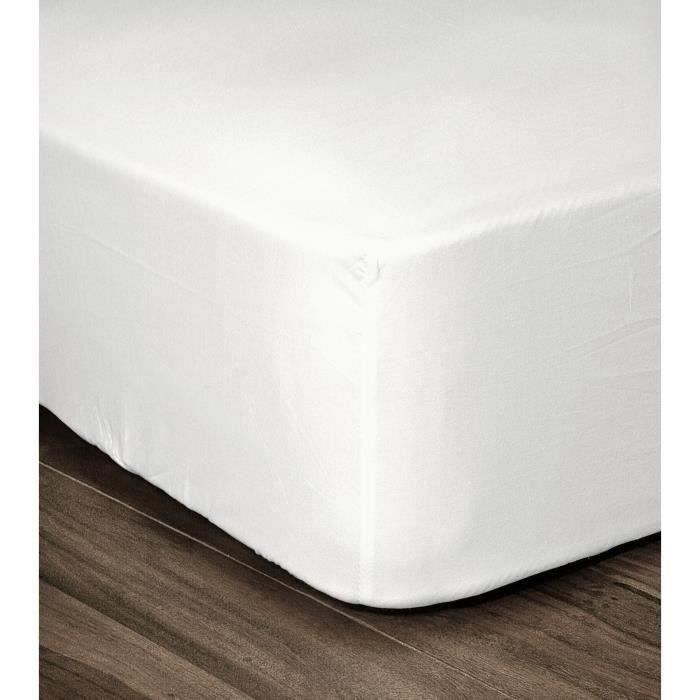 LOVELY HOME Fitted sheet 100% Cotton 160x200cm - Beanie 35cm - White