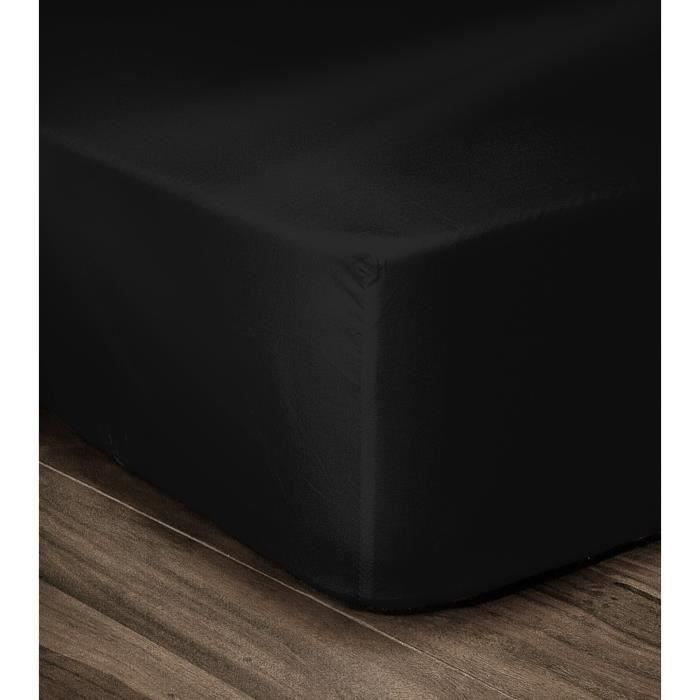 Lovely Home Drap 100% Cotton Cover 180x200cm - Bonnet 35cm - Black
