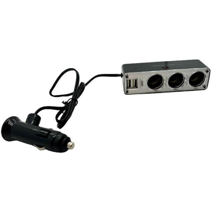 Triple cigarette lighter socket 12/24V - HTC EQUIPEMENT - With two USB 3.1A Total
