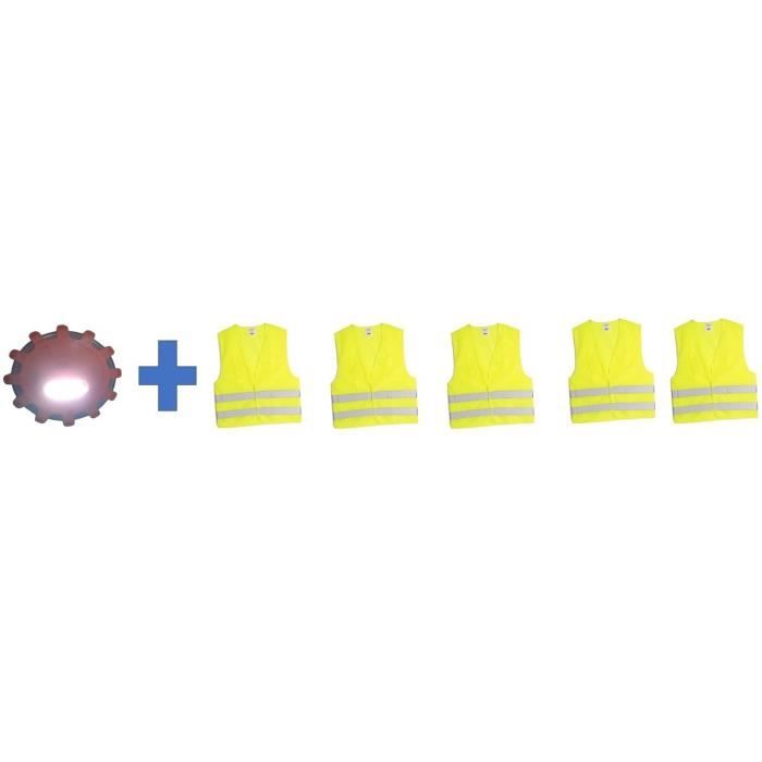 Safety Pack - HTC EQUIPEMENT - 1 15 LED luminous warning disc + 5 XL adult safety vests