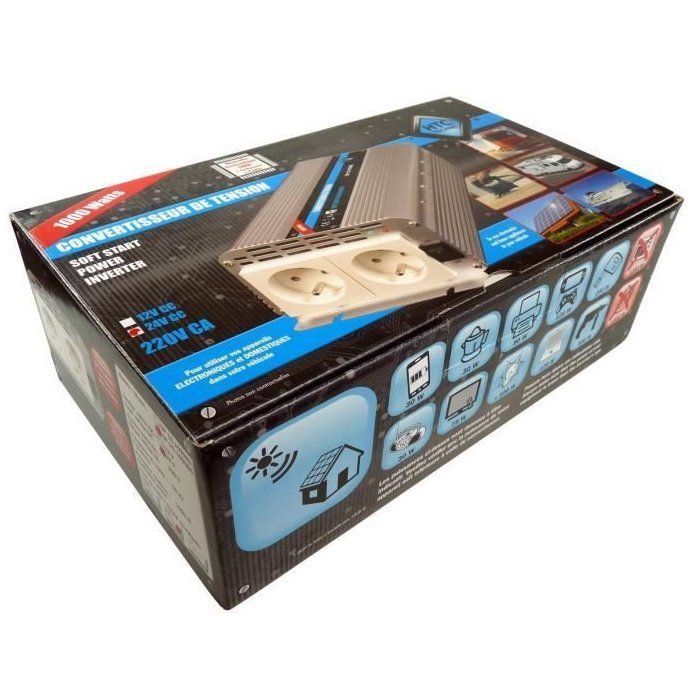 HTC Voltage Converter 24 / 220 V 1000 W with 2 Power Sockets