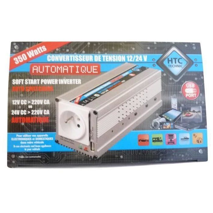 HTC Converter 12 / 24V Automatic 220 / 240V 350W USB 0.5A