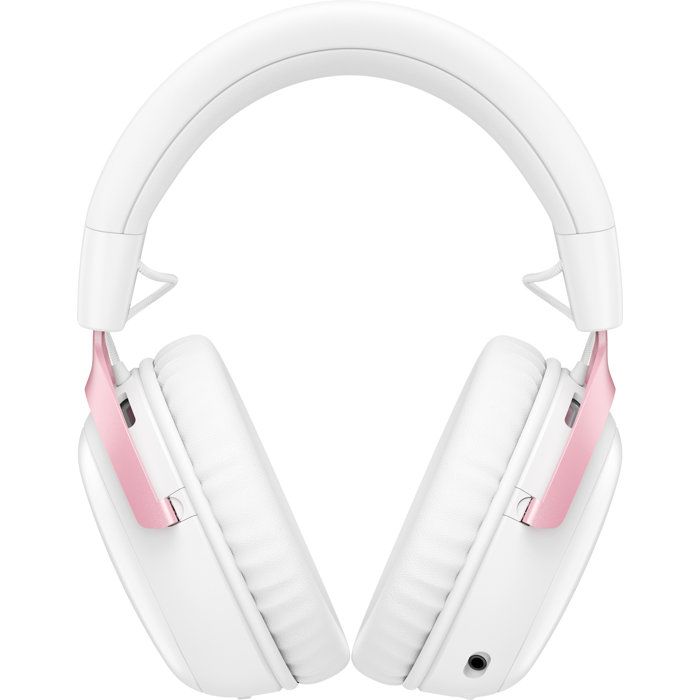 HyperX Cloud III S Wireless Gaming Headset in White & Pink for PC, Mac, PS5, Mobile Devices, and Switch, with USB-C Adapter and USB Cable