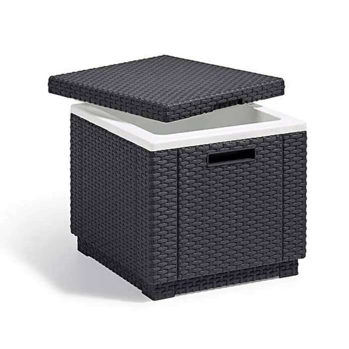 Gray coffee table - Insotherme Imitation braided resin - Allibert by Keter - Icecubegraphite