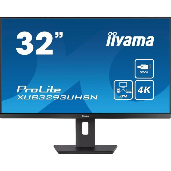 PC screen - IIYAMA - XUB3293UHSN-B5 - 32 IPS LED 4K 3840 x 2160 - 4ms - 60Hz - HDMI DP USB-C