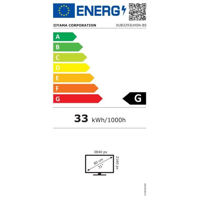 PC screen - IIYAMA - XUB3293UHSN-B5 - 32 IPS LED 4K 3840 x 2160 - 4ms - 60Hz - HDMI DP USB-C