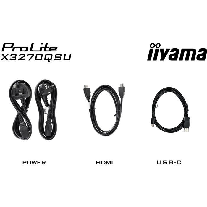 PC Monitor - IIYAMA - X3270QSU-B1 - 31.5 QHD - IPS - 100Hz - 3ms - HDMI/DP/USB HUB - Speakers - VESA 100x100 - Black