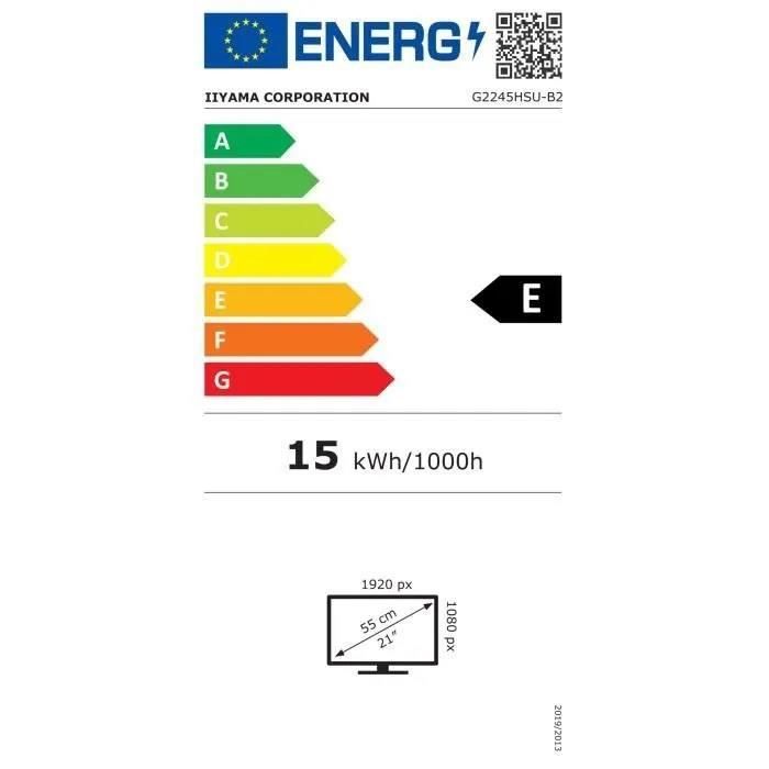 PC screen - IIYAMA - G2245HSU-B2 - 22.5 FHD - IPS - 100Hz - 1ms - HDMI/DP/USB HUB - Black