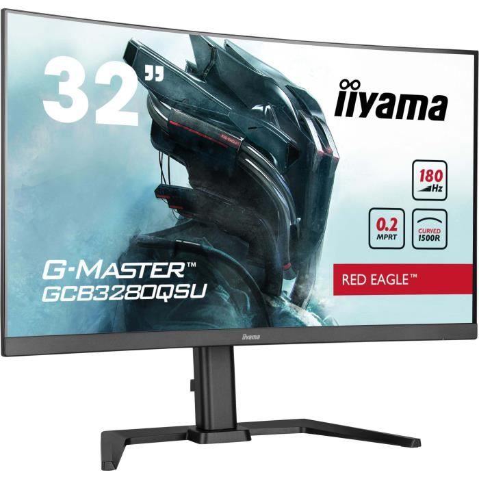 PC Monitor - IIYAMA - GCB3280QSU-B2 - 31.5 QHD - VA - 180Hz - 0.2ms - HDMI/DP/USB HUB - Adjustable stand - Curved 1500R - Black