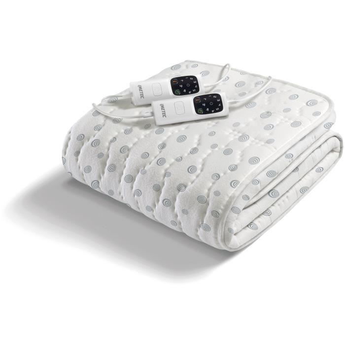 Heated Mattress Topper - Imetec - 2 Places Adapto, 150x160 cm - 6 Rapid Heating Temperatures - 100% Cotton - Constant Temperature