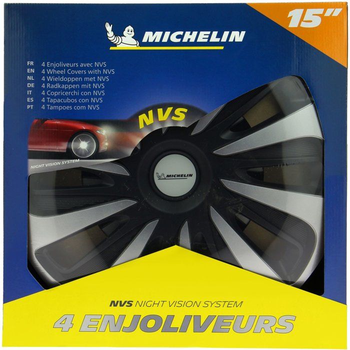MICHELIN Wheel cover 15 NVS 3D by 4 in a box Black