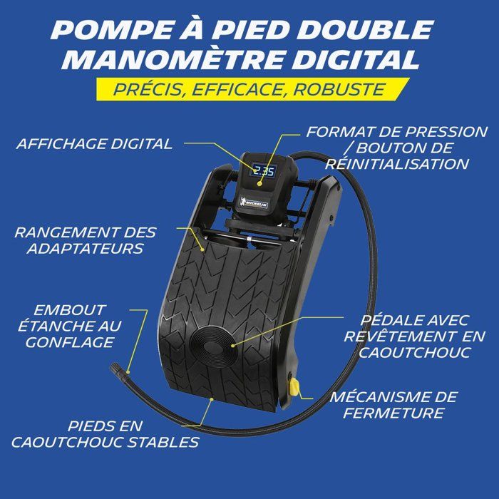 MICHELIN Foot Pump Double Piston Manometer