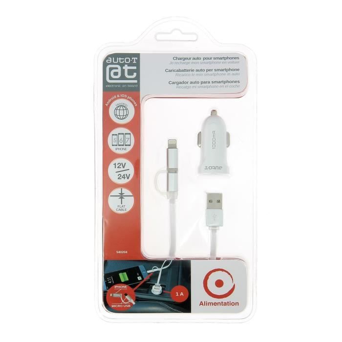 AUTO-T 12 / 24V charger kit + 2in1 micro-USB / IPhone cable