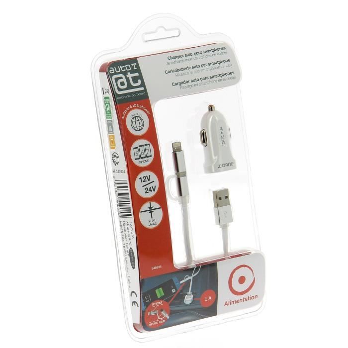AUTO-T 12 / 24V charger kit + 2in1 micro-USB / IPhone cable