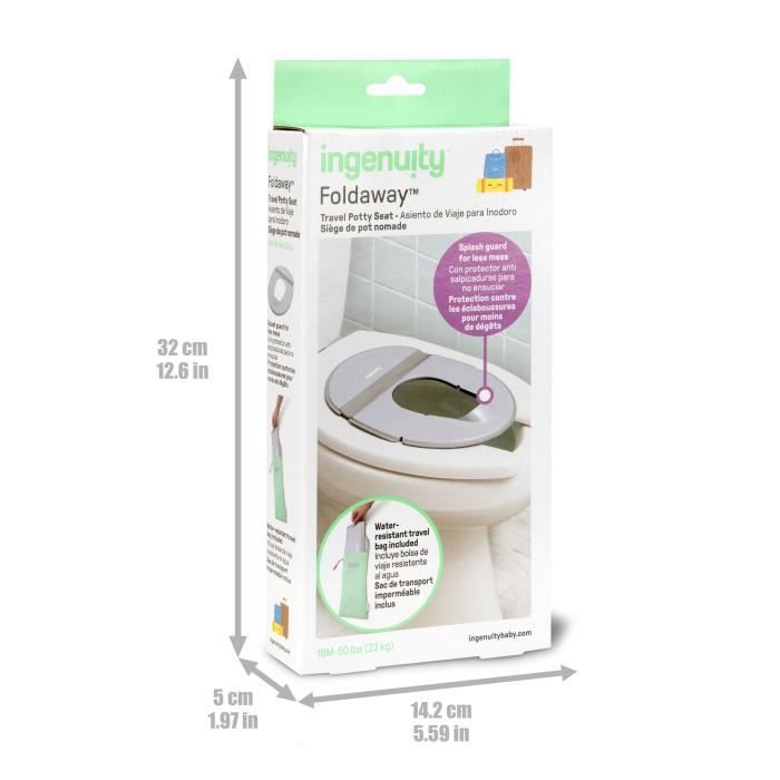INGENUITY Universal portable toilet seat reducer for children, babies, for travel or on the go. Storage bag included, foldable