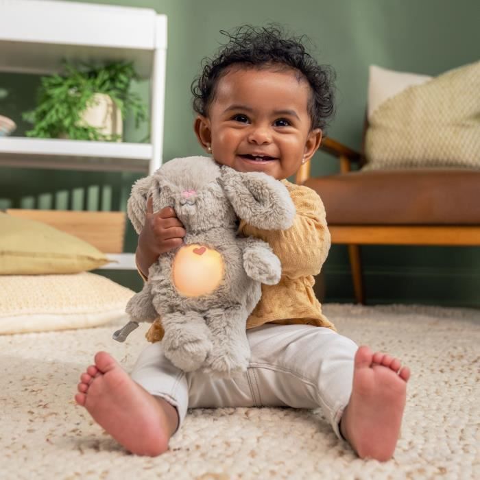 INGENUITY Baby Night Light, Rabbit Comforter, Sylvie Plush, Responds to Baby's Cries, Musical, Luminous, White Noise, and Pacifier Clip