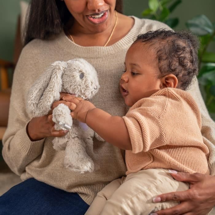 INGENUITY Baby Night Light, Rabbit Comforter, Sylvie Plush, Responds to Baby's Cries, Musical, Luminous, White Noise, and Pacifier Clip