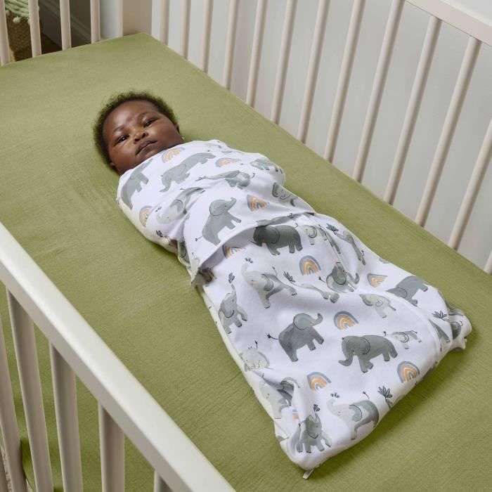 INGENUITY, Swaddling Bag, elephant sleeping bag, for mid-season TOG 1. Adjustable from 3 to 6 months, Oeko-Tex certified