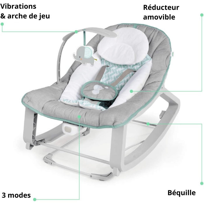 INGENUITY Bouncer 3in1 Keep Cozy - Weaver, Soothing Vibrations, 2 Recline Positions, Up to 18 kilos