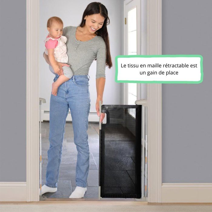 INGENUITY Child Safety Gate up to 136cm, Roll-up, Auto Close, Easy to Install