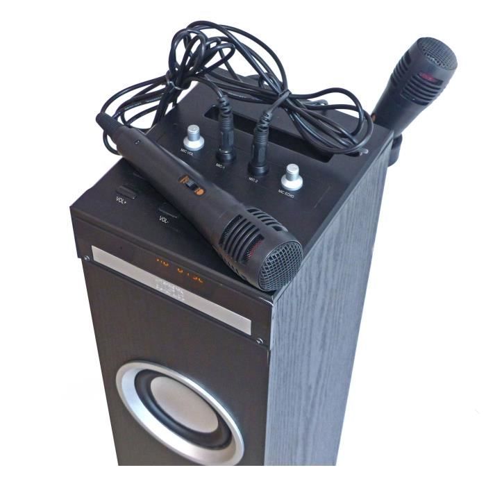Inovalley HP49CD - Bluetooth sound tower - CD player and Karaoke function - 100W - FM radio - USB port - Aux-in input - Black
