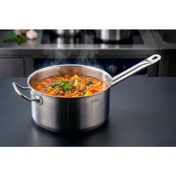 INOXIBAR French Saucepan Professional Line in stainless steel - Ø 28 cm - 8.5 L - Gray - All heat sources including induction