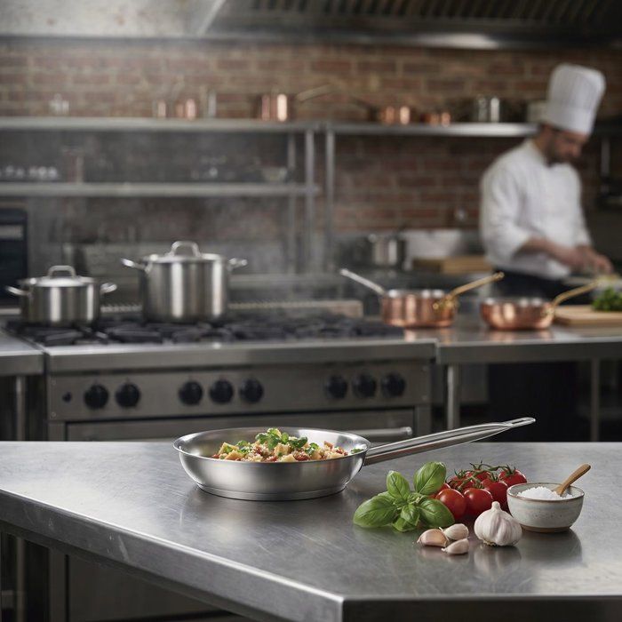 INOXIBAR Poele Stainless Steel Professional Line - Non-stick - Ø 20 cm - Gray - All heat sources including induction