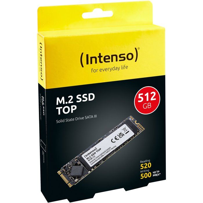 INTENSO - Top - SSD Interne - 512 Go - M.2 SATA III 6 Gb/s - Vitesse de lecture jusqu'a 520 Mo/s