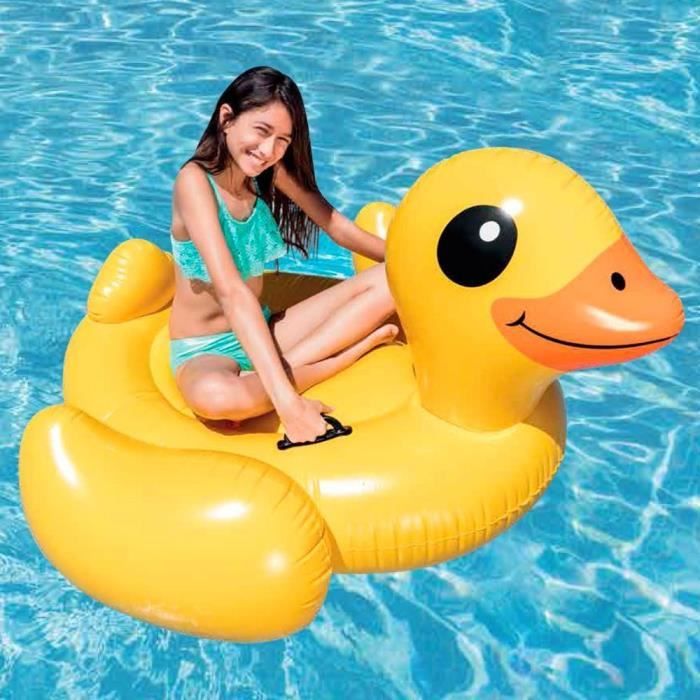 Inflatable Yellow Duck Ride-On Buoy - INTEX - Pool Games - 2 Grab Handles